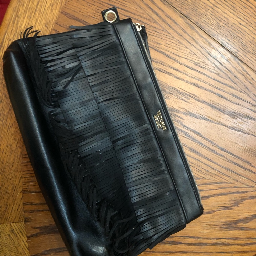 Classy Black Victoria’s Secret Clutch / Wristlet / Purse with Tassels